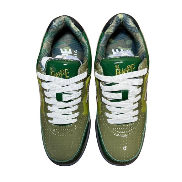 BAPE NEW - A Bathing Ape Road STA Patent Sneaker Green NWT Sz 7M/9W - Picture 4 of 12